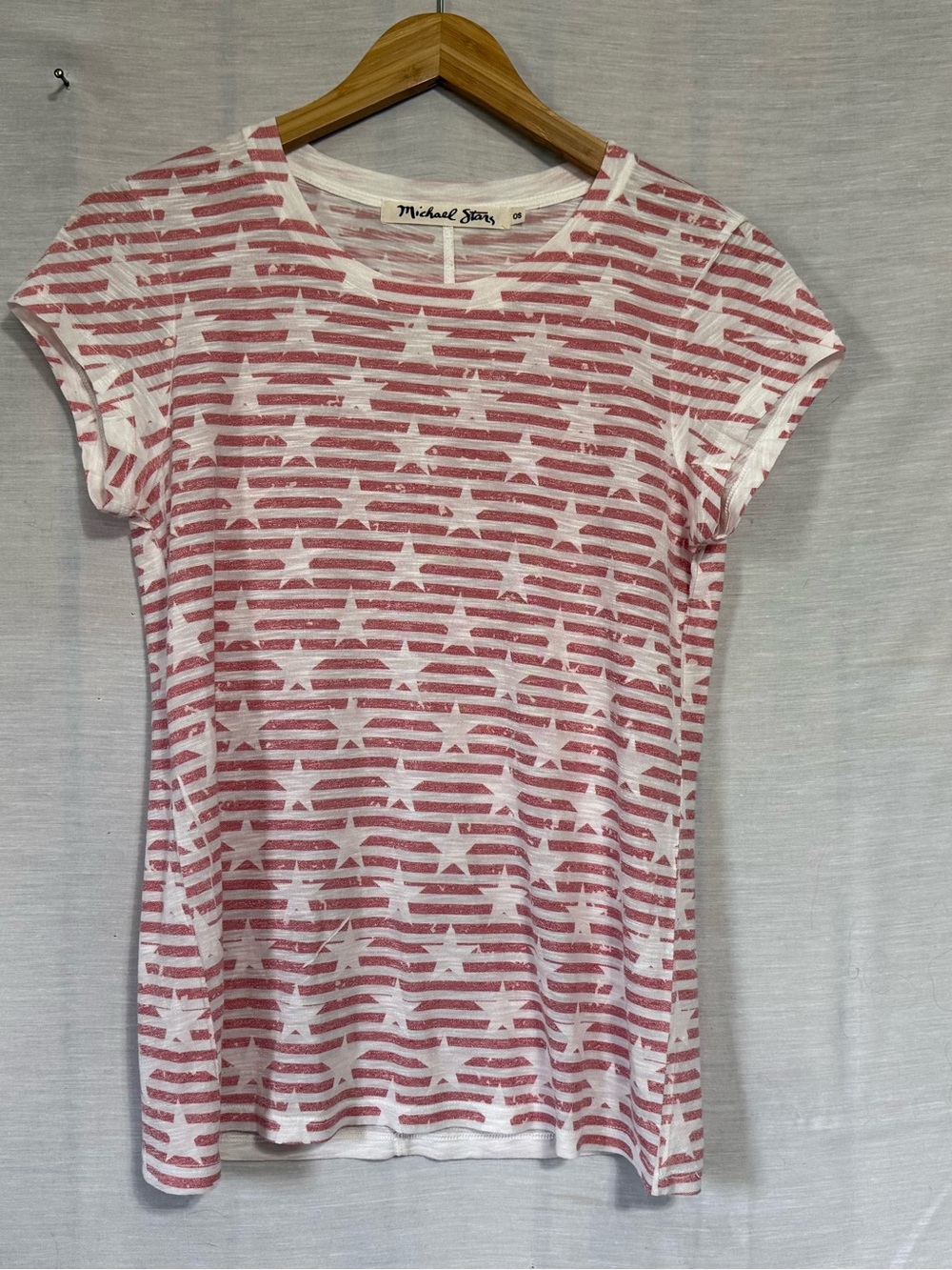Michael Stars Red White Americana Star Stripe Tee OS